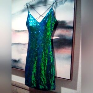Green sequin dress